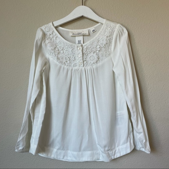 White Lace Detailing Small Girls Shirt - Picture 1 of 3